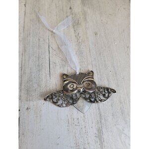 Unique metal owl bird wings ornament Xmas silver